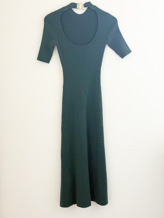 MAJE Bottle Green Knit Midi Sweater Dress 34/XS - Picture 4 of 15